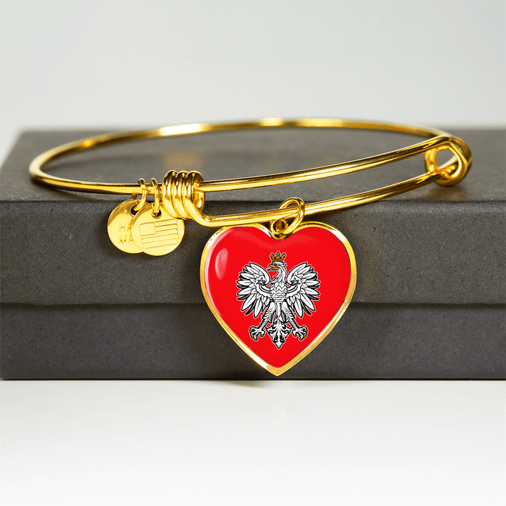 Gold Polish Eagle with Red Heart Charm Bangle – My Polish Heritage