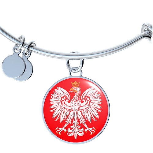 Polish Eagle With Red Circle Charm Bangle - My Polish Heritage