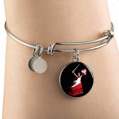 Polish Woman Warrior With Black Circle Charm Bangle