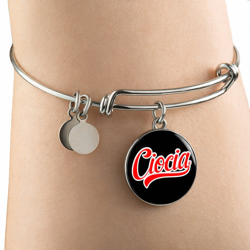Ciocia With Black Circle Charm Bangle - My Polish Heritage