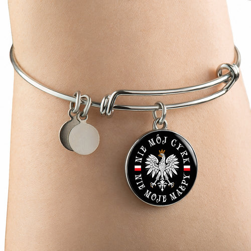 Not My Circus Polish Version With Black Circle Charm Bangle - My Polish Heritage