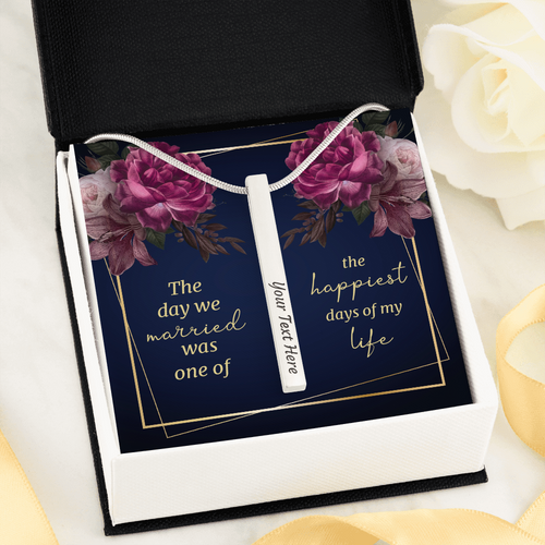 Wedding Gift Custom Engraved Vertical Stick Necklace