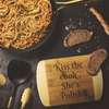 Kiss The Cook, She's Polish! Round Edge Wood Cutting Board