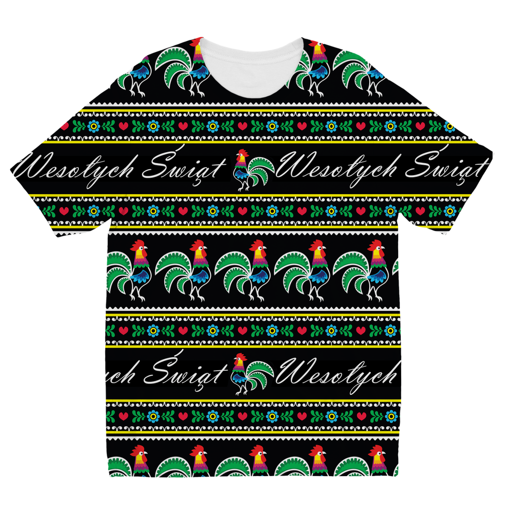 Polish rooster Wesołych Świąt ﻿Sublimation Kids T-Shirt