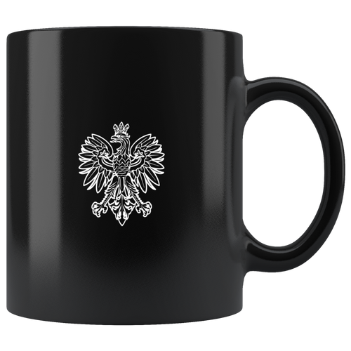White Polish Eagle on a Black Coffee Mug