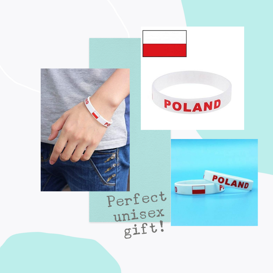 Stretchy Silicone Poland Flag Bracelet. OSFM