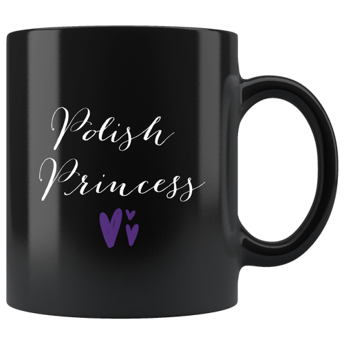 Polish Princess with Hearts Black Mug