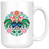 Polish Folk Art Rooster Circle Coffee Mug. 11oz and 15oz