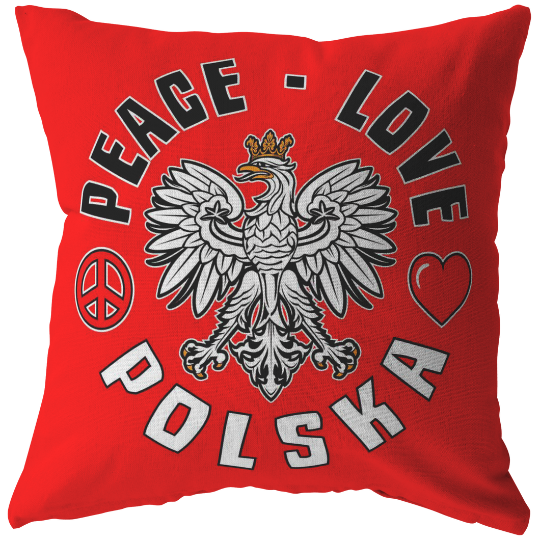 Peace Love Polska Pillow - My Polish Heritage