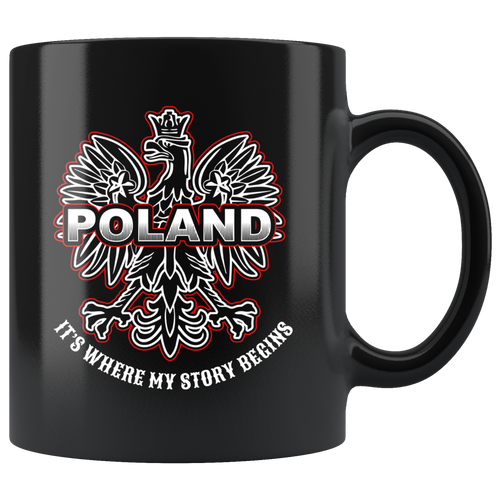 Poland Story Black 11oz Mug - My Polish Heritage