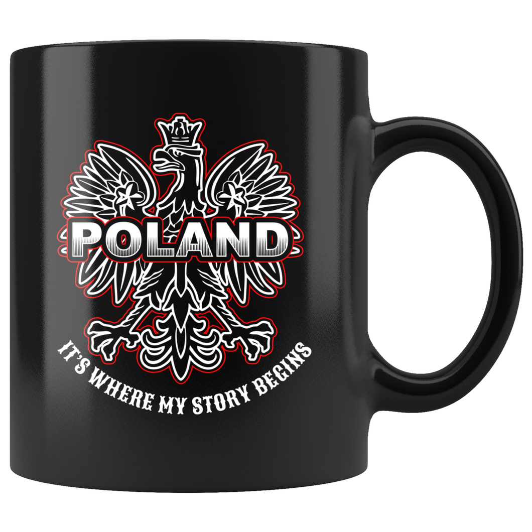 Poland Story Black 11oz Mug - My Polish Heritage