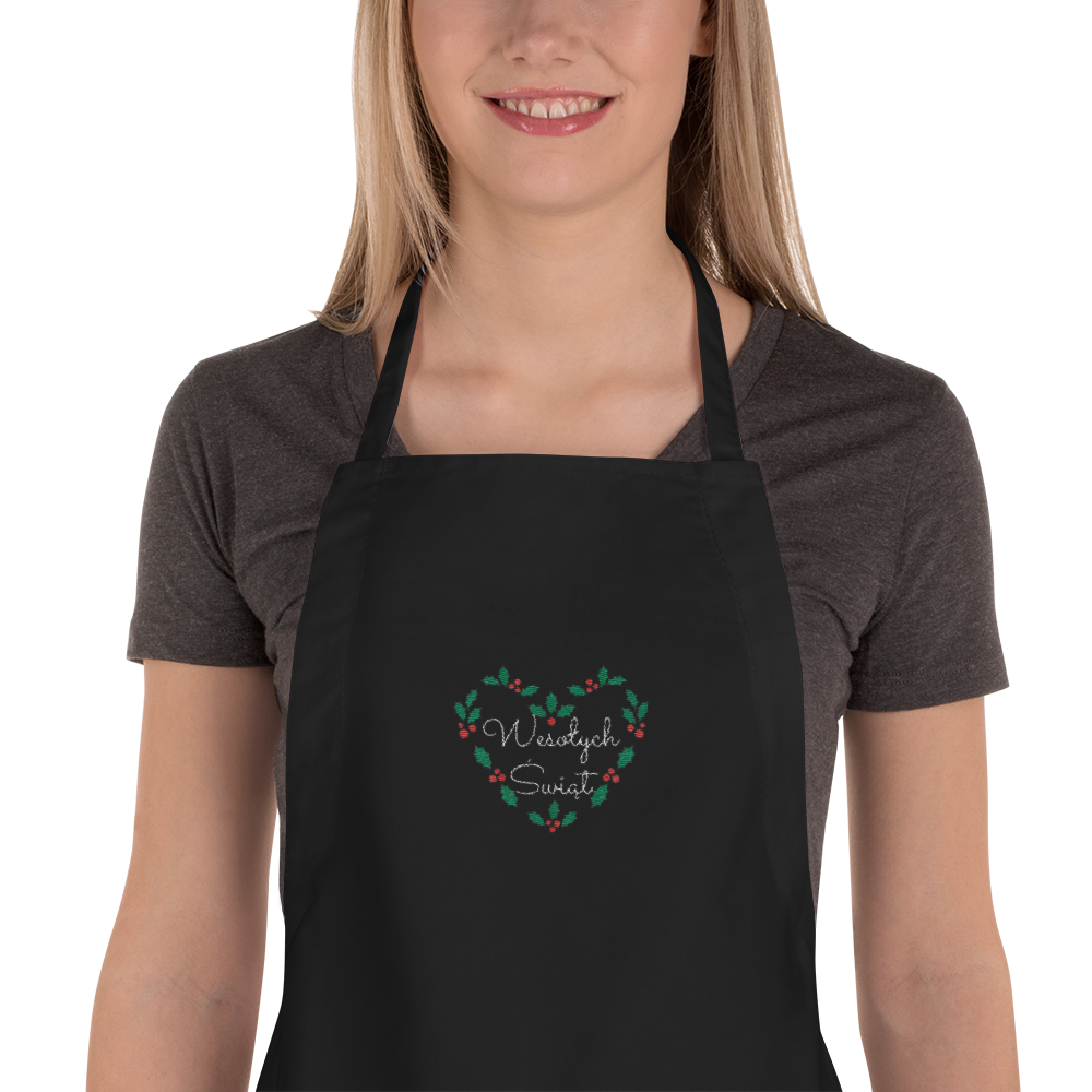 Wesołych Świąt Merry Christmas in Polish Embroidered Apron