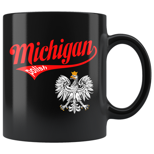 Michigan Polish Black 11oz Mug - My Polish Heritage