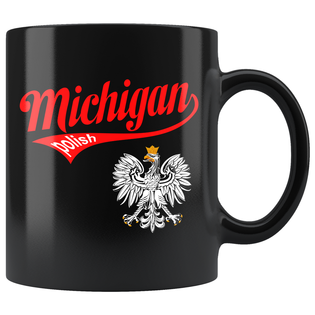 Michigan Polish Black 11oz Mug - My Polish Heritage