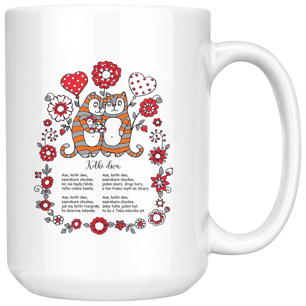 Kotki Dwa II White 15oz Mug - My Polish Heritage